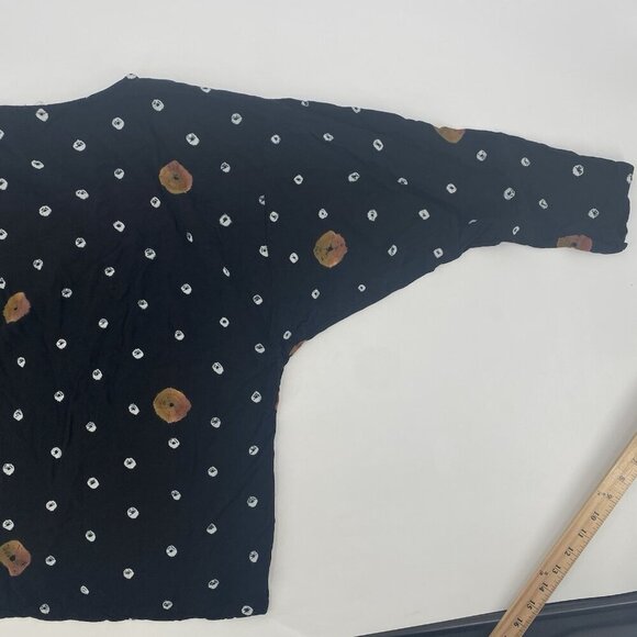 No Saint Womens OS Black Geometric Lagenlook Made In India Top Dolman Sleeves - Picture 10 of 11